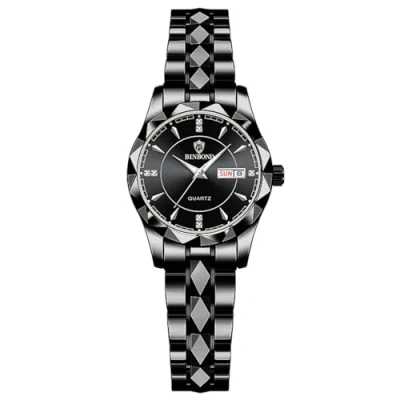 Image of JewelryWe Business Analog Quartz Watches: Men Women Dress Waterproof Luminous Date Calendar Dial Stainless Steel Luxury Multifunctional Couple Wrist Watch