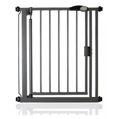 Image of Bettacare Auto Close Stair Gate, 68.5cm 75cm, Slate Grey, Narrow, Narrow Pressure Fit Safety Baby Barrier for Doors Hallways and Spaces, Easy Installation