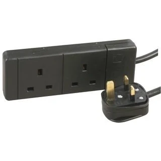 Image of PRO ELEC Extension Lead 2 Socket, 15 Metres in black
