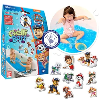 Image of Paw Patrol Gelli Baff Blue with Free Floating 3D Bath Sticker from Zimpli Kids, 1 or 6 Play Uses, Magically turns water into thick, colourful goo, Perfect Texture for Multi Sensory