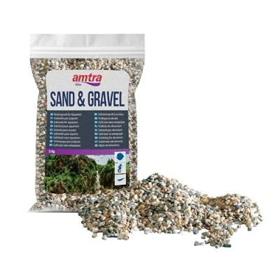 Image of Amtra Polychrome Natural aquarium gravel, decorative soil, sand and white grains 3 4 mm, 2 KG
