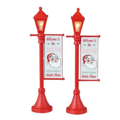 Image of Lemax 34091 Santa&#039;s Wonderland Accessory: North Pole Lamppost (Set Of 2)