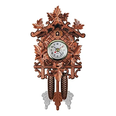Image of Ekrfxh Cuckoo Wall Clock Traditional Wooden Chalet Handcrafted Quartz Decor Chime Alarm Retro (E)