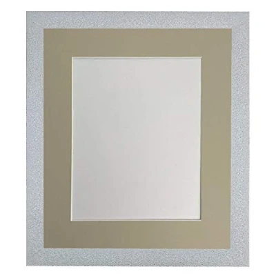 Image of FRAMES BY POST Glitz White Picture Photo Frame with Light Grey Mount 10 x 8 Image Size 6 Inch Plastic Glass