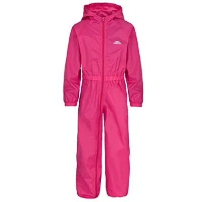 Image of Trespass Girl&#039;s Button Rain Suit, Pink, 5 6 Years UK