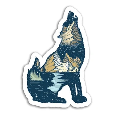 Image of 2 x 10cm Wild Wolf Vinyl Stickers Wolves Spirit Sticker Luggage Laptop #17944 (10cm Tall)