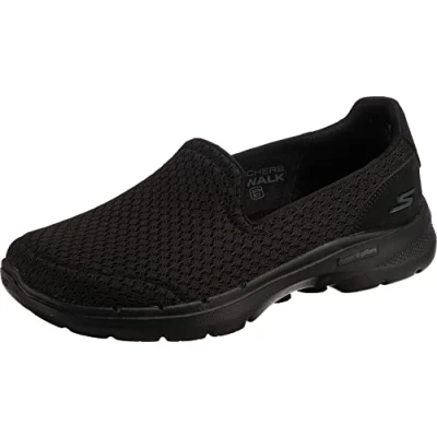 Image of Skechers Women&#039;s GO Walk 6 SEA Coast Sneaker, Black Textile/Trim, 3 UK
