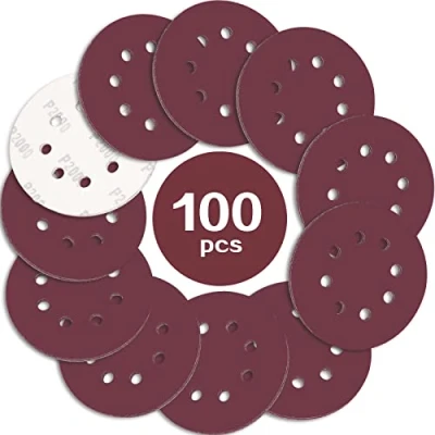 Image of STEBRUAM 100PCS 125mm Sanding Discs 2000 Grit, 5 Inch 8 Hole Hook and Loop Pads for Random Orbital Sander