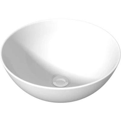 Image of BAYSTONE Bathroom Countertop Vanity Wash Basin Sink Modern Ceramic Circular Curved Gloss White 360 x 360mm