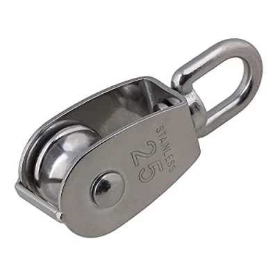 Image of Bqlzr M25 25mm Stainless Steel 304 Wire Rope Single Pulley Set Suitable For Indoor And Outdoor Loads 150 Kg Or Rope, Wheel Roller Silver Slip