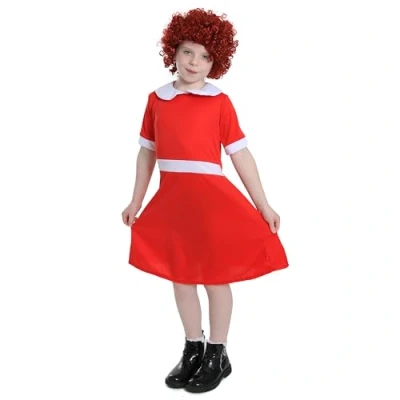 Image of Child&#039;s Orphan Girl Costume Medium Red Dress With White Collar Perfect for World Book Day and Other Fancy Events