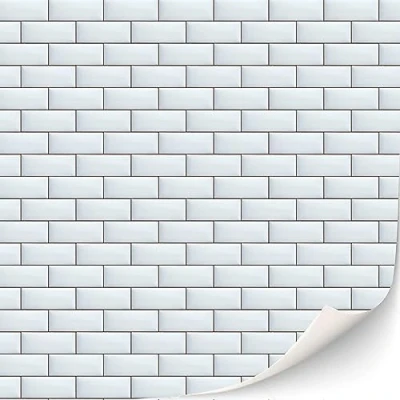 Image of 3 Sheets Self Adhesive Wall Tiles Bathroom Kitchen Metro for Dollhouses Scale 1:12 (Glazed White)