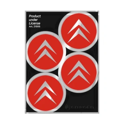 Image of Citroen Old Official Wheel Cover Stickers 4 Logos 48 mm, Red