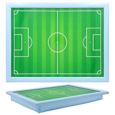 Image of Cushioned Lap Tray Football Pitch Design (Sky Blue Frame)
