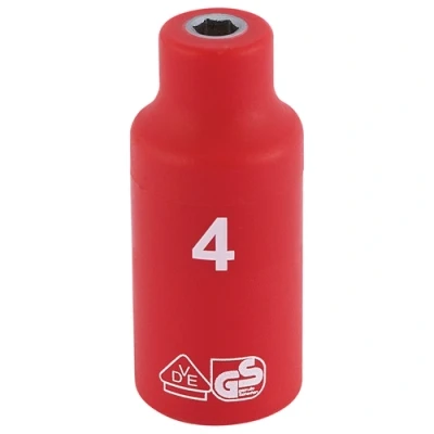 Image of Draper Fully Insulated VDE Socket, 1/4&quot; Sq. Dr., 4mm