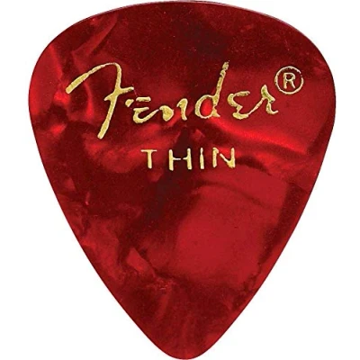 Image of Fender Premium Celluloid 351 Shape Picks, Thin, Red Moto, 12 Pack