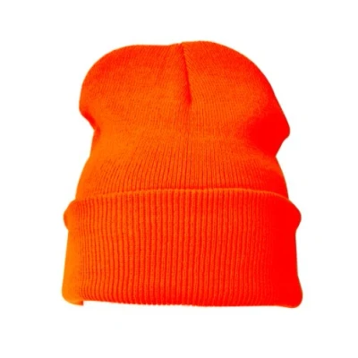 Image of 3 x Beanie Hat Plain Orange Soft Comfortable Casual for Men Women Warm Knitted Winter Woolly Skully Ski Headwear