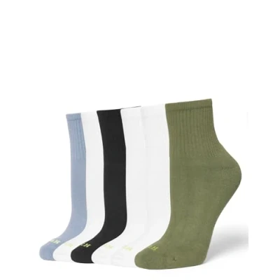 Image of HUE Women&#039;s Mini Crew Sock Casual, Olive 6 Pair Pack, One Size (Pack of 6)