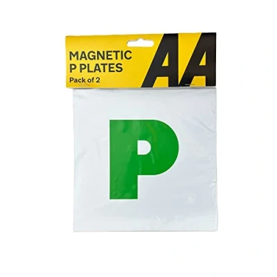 Image of AA Fully Magnetic P Plates for Recently Qualified Drivers AA0347 One Pair Universal Easy Fit, Green