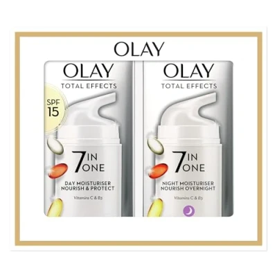 Image of Olay Total Effects Anti Ageing 7in1 Gift Set: Day Cream Moisturiser 37ml, Night Firming 37ml