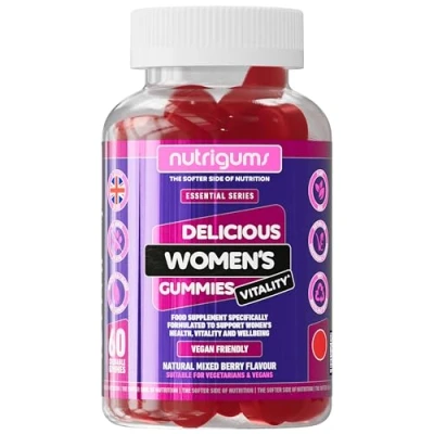 Image of Women&#039;s Vitality Multivitamins + Probiotics Gummy Mixed Fruit Flavour 60 Vegan Gummies Contains 19 Active Nutrients. Gut, Bones, Energy, Hair, Skin, Vision &amp; Immunity by NUTRIGUMS®
