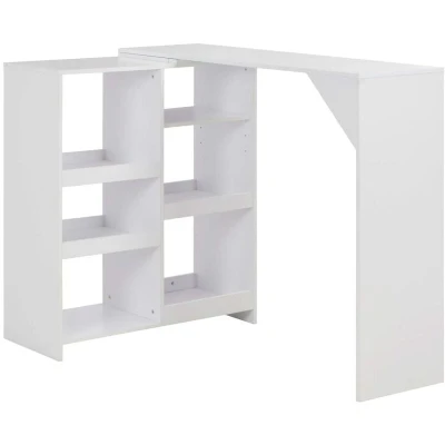Image of vidaXL Bar Table with Moveable Shelf White 138x39x110 cm