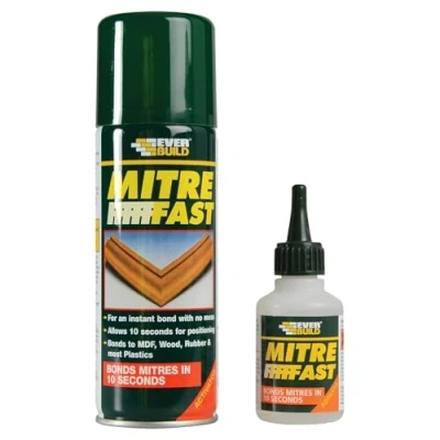 Image of Everbuild Mitre Fast Two Part Bonding Kit Suitable for Joints Industrial Grade Clear 100g Adhesive/400ml Activator
