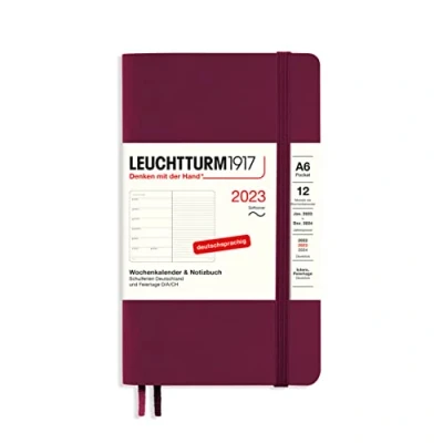 Image of LEUCHTTURM1917 365709 Weekly Calendar &amp; Notebook Softcover Pocket (A6) 2023, 12 Months, Port Red, German