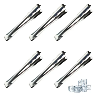 Image of 6 Pcs Stainless Steel Ice Tongs, inch Sugar Tongs Small Serving Mini Kitchen for Restaurants Pubs Party