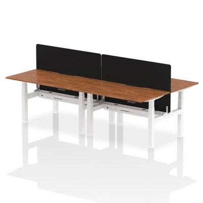 Image of Air B2B 1400x800 Adjustable 4P Bench Desk Scallop Walnut/White +Screen