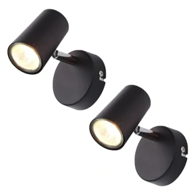Image of LITECRAFT Chobham Spotlight Adjustable Wall or Ceiling Fitting in Black 2 Pack