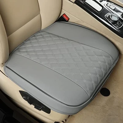 Image of Black Panther Car Seat Cover PU Leather,Full Wrapping Edge,Protector for Front Bottom (53x52 cm)(2Piece,Grey)