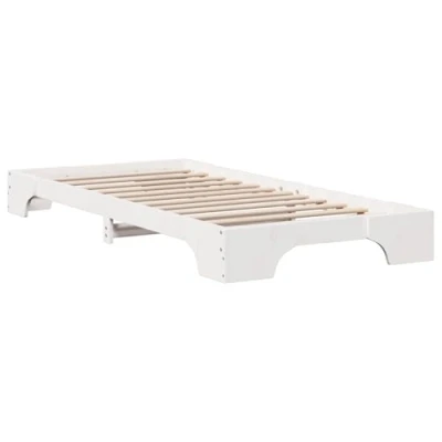 Image of vidaXL Bed Frame White Solid Pine wood 80 x 200 cm Lightweight