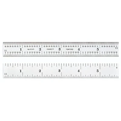 Image of Starrett C604R 6 Inch Steel Rule with Graduations