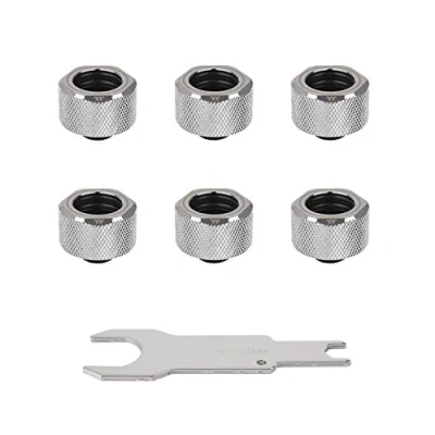 Image of Thermaltake Pacific Chrome C Pro G1/4 PETG 16mm OD Compression Fitting 6 Pack CL W213 CU00SL B