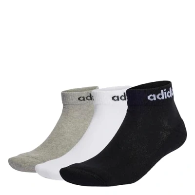 Image of adidas Unisex Kids Linear Ankle Cushioned Socks 3 Pairs, Medium Grey Heather/White/Black, 5 6 Years