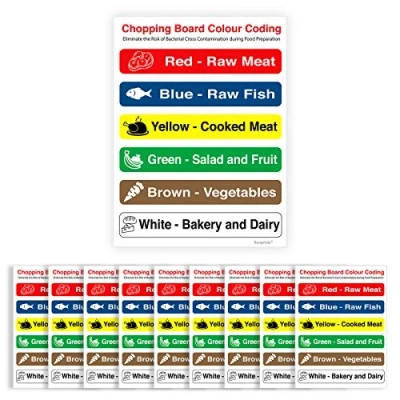 Image of Pack of 10 Chopping Board Colour Sticker Self Adhesive Water Proof Vinyl 150mm x 200mm V1106