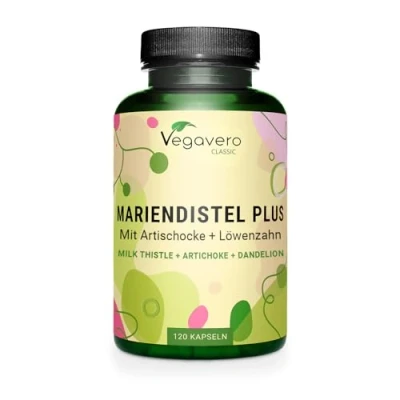 Image of Vegavero Artichoke Leaf Extract Complex 120 Capsules HIGH DOSE 80% Silymarin Liver Detox No Additives Vegan