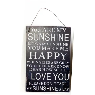 Image of The Home Fusion Company Shabby Chic Vintage Rustic Metal Signs Slogan You Are My Sunshine Distressed Look