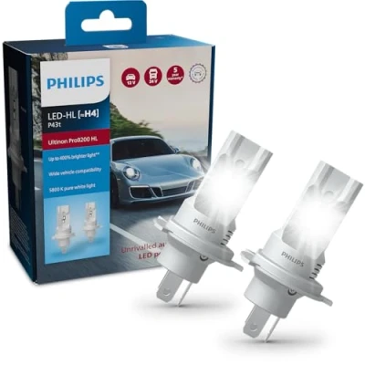 Image of Philips Ultinon Pro9200 LED car headlight bulb (H4), +400%, 5.800K, set of 2