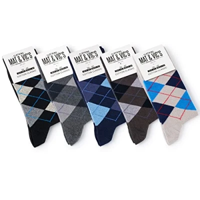 Image of Mens Socks (5 Pair Pack) by Mat &amp; Vic&#039;s Cotton Classic Comfortable Breathable (UK &#039;4 6 / EU 35 38, Jeans Mix 1)