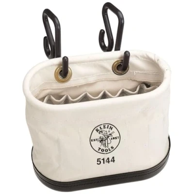 Image of Klein Tools 5144 Aerial Oval Bucket 15 Pockets with Hooks, Natural, S