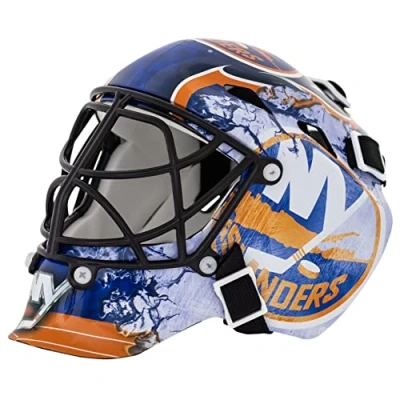 Image of Franklin Sports New York Islanders NHL Team Logo Mini Hockey Goalie Mask with Case Collectible Official Logos and Colors