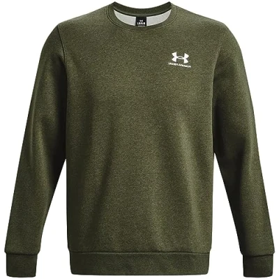 Image of Under Armour Mens Essential Fleece Crew Sweater Mrneodgreen/White XL