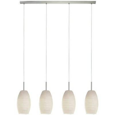 Image of Eglo Lighting Batista 4 Lamp Straight Bar Pendant Ceiling Light Satin Nickel