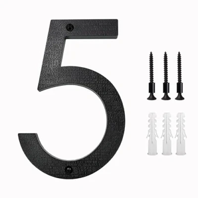 Image of nanlyiau 8in/20cm 3D Numbers house door number Waterproof address front numerals and corrosion resistant Matte black ABS resin (ABS 8in5)