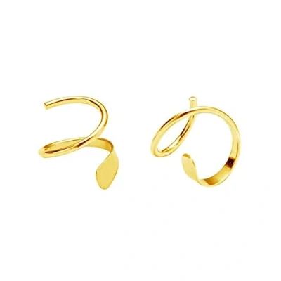 Image of Minimalist Ear Climber Crawler Cuff Earrings for Women Girls Sterling Silver Cartilage Earlobe Piercing Wrap Earring Studs Hypoallergenic 14K Gold Plated