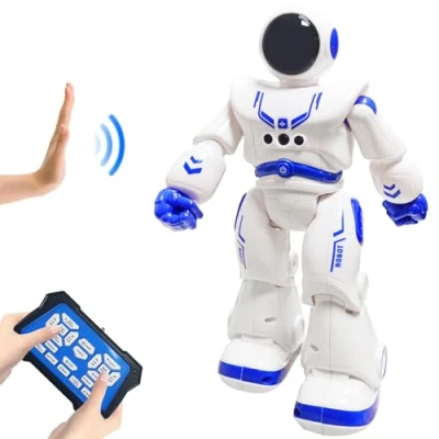 Image of HUSAN Remote Control Robot for Kids, Intelligent Astronaut Robots with Infrared Controller, Programmable,Singing, Dancing, Gesture Sensing RC Toys Kit, Best Gift Boys &amp; Girls (Blue)