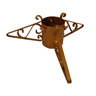 Image of Garden Pride Christmas Tree Stand 5&quot; Base Metal Solid Steel Plastic Coated (Gold)