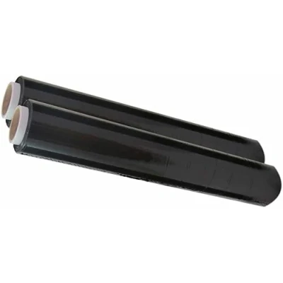 Image of 2 x STRONG ROLLS BLACK PALLET STRETCH SHRINK WRAP CLING FILM 400MM 150M (Pack of 2)